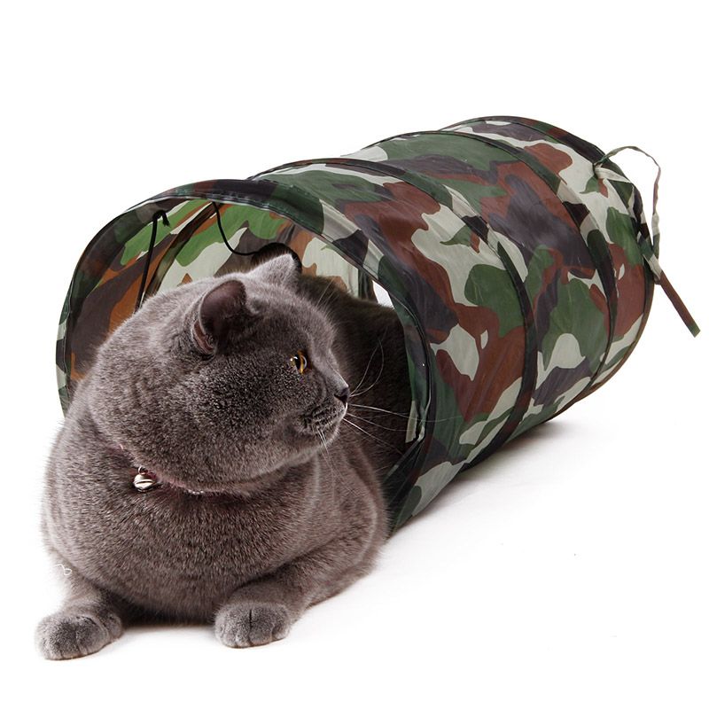 Camo kattetunnel med leke
