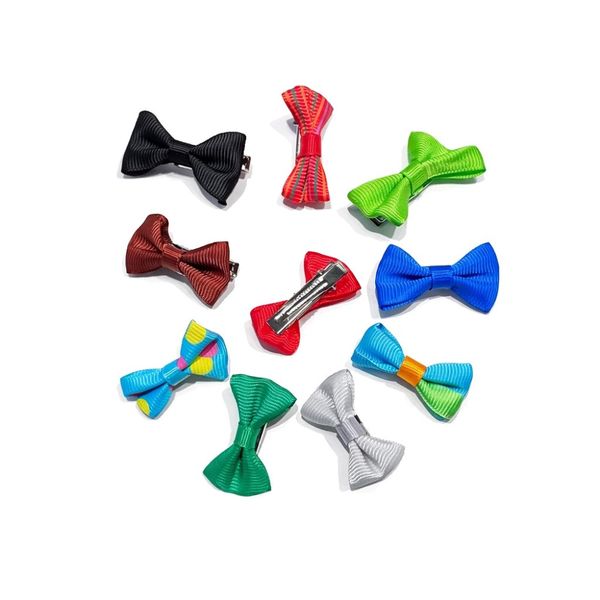 Hovedbilde 10pk enkle toppsløyfer med spenne - guttete design