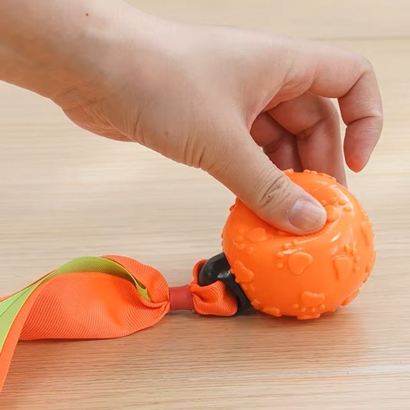 Hundeleke med gummiball og solide reimer