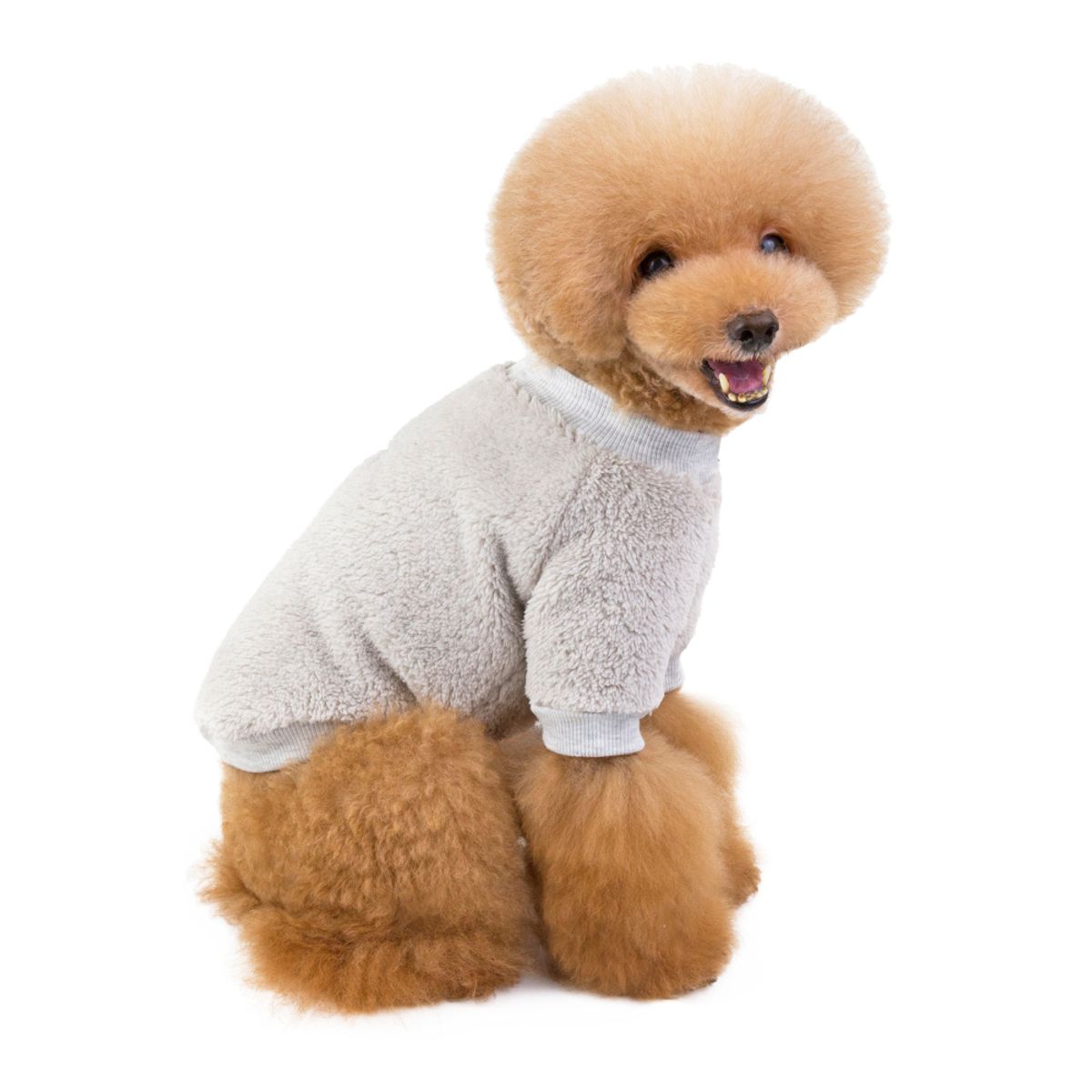 Myk korallfleece hundegenser - grå