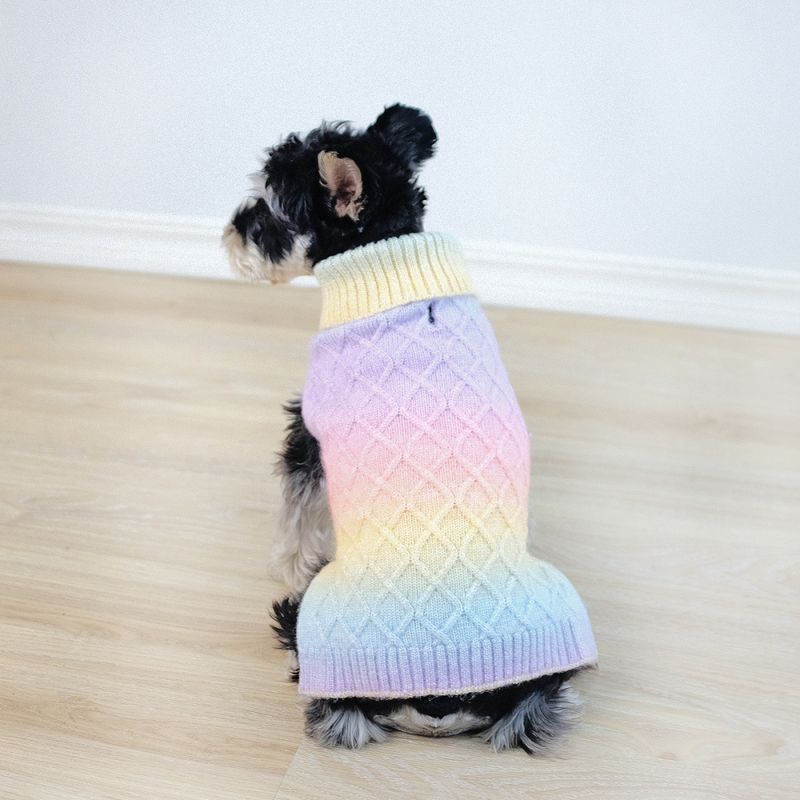 Pastell regnbue ombre strikket hundegenser 