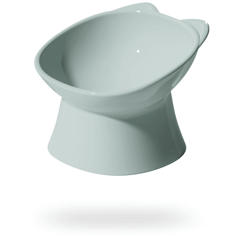 Gråblå ergonomisk opphøyet designskål til katt