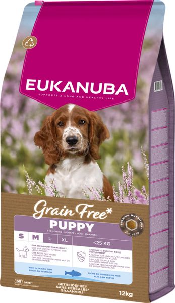 Hovedbilde Eukanuba Puppy Jr S / M breed Grain Free Ocean Fish 12kg