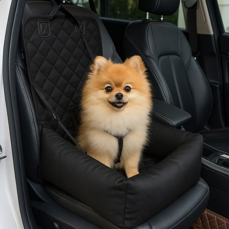 Sort polstret bilsete til hund