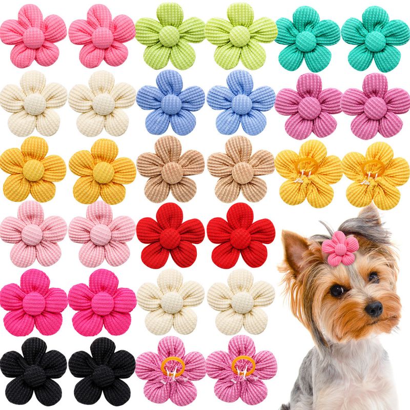 3pk Blomsterstrikker til hund i blågrønne toner