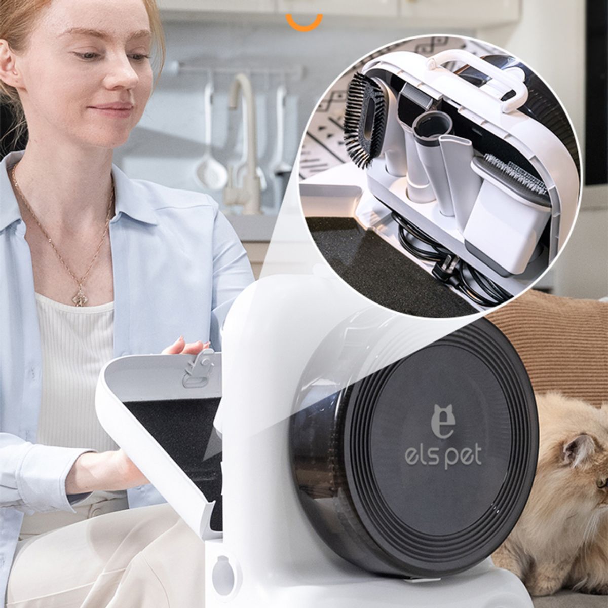 ELS PET 5-i-1 Pelsstellmaskin – klipping, børsting, hårfjerning, blåsing og sug i én maskin