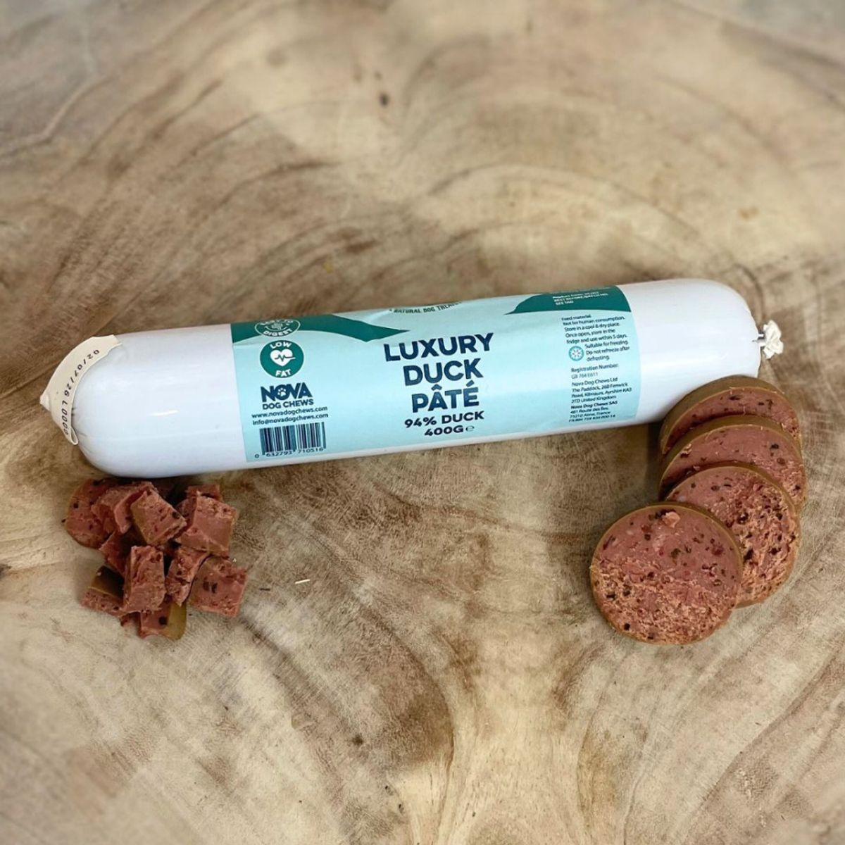 Premium Andepâté hundepølse – Smakfull, myk og naturlig belønning 400g