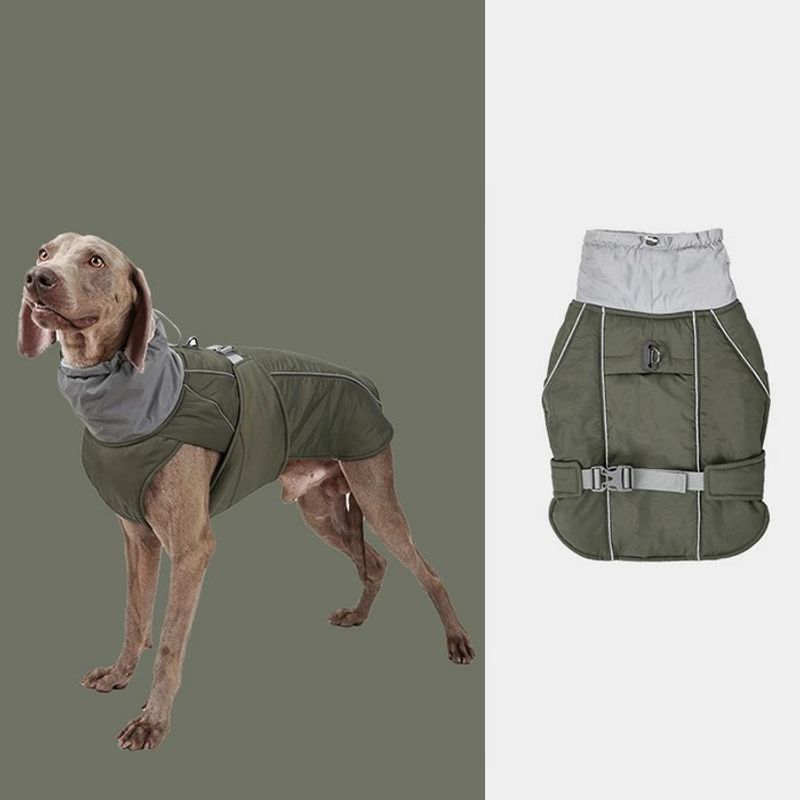 Militærgrønt vannavvisende varmt hundedekken med refleks