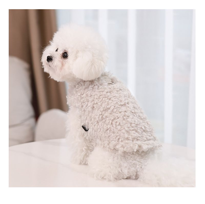 Lys beige fuskepels hundevest 