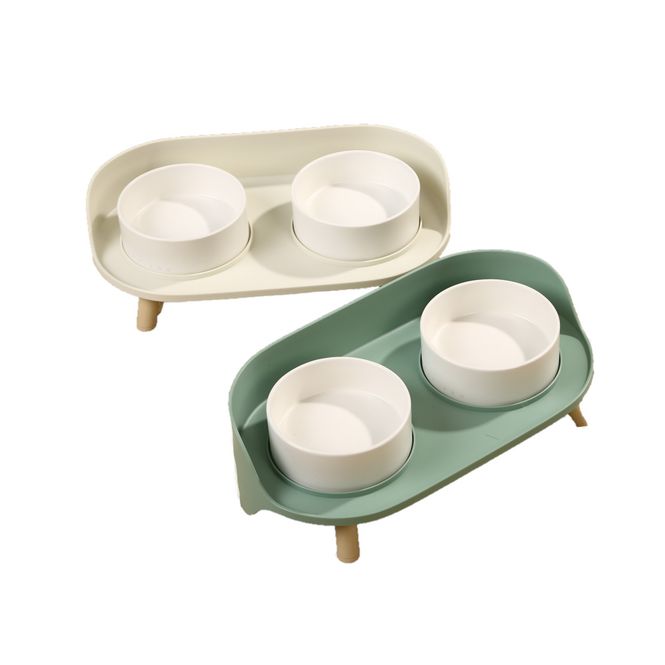Hovedbilde Dobbel design hundeskål og katteskål med stativ
