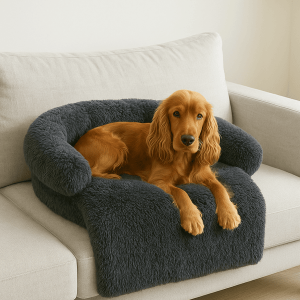 Hovedbilde Mørk Grå fluffy hundeseng til sofa, seng, bil og gulv - Seng til hund og katt