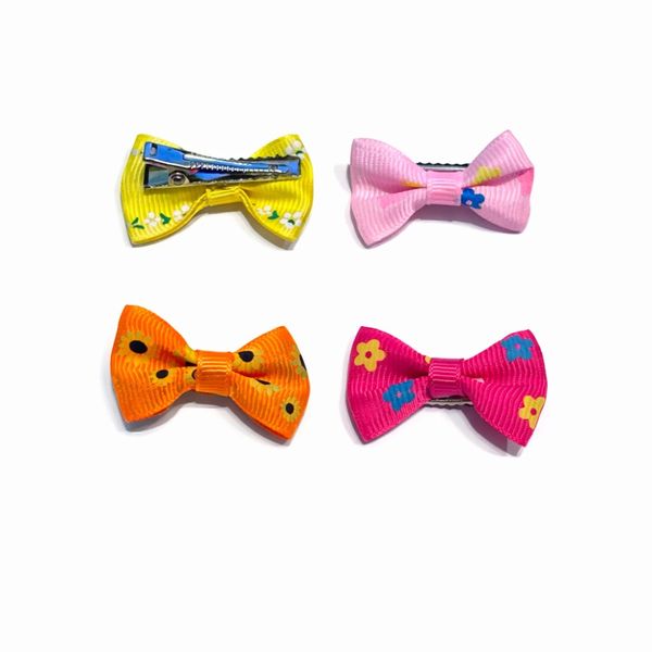 Hovedbilde 4pk blomstrede toppsløyfer med spenne