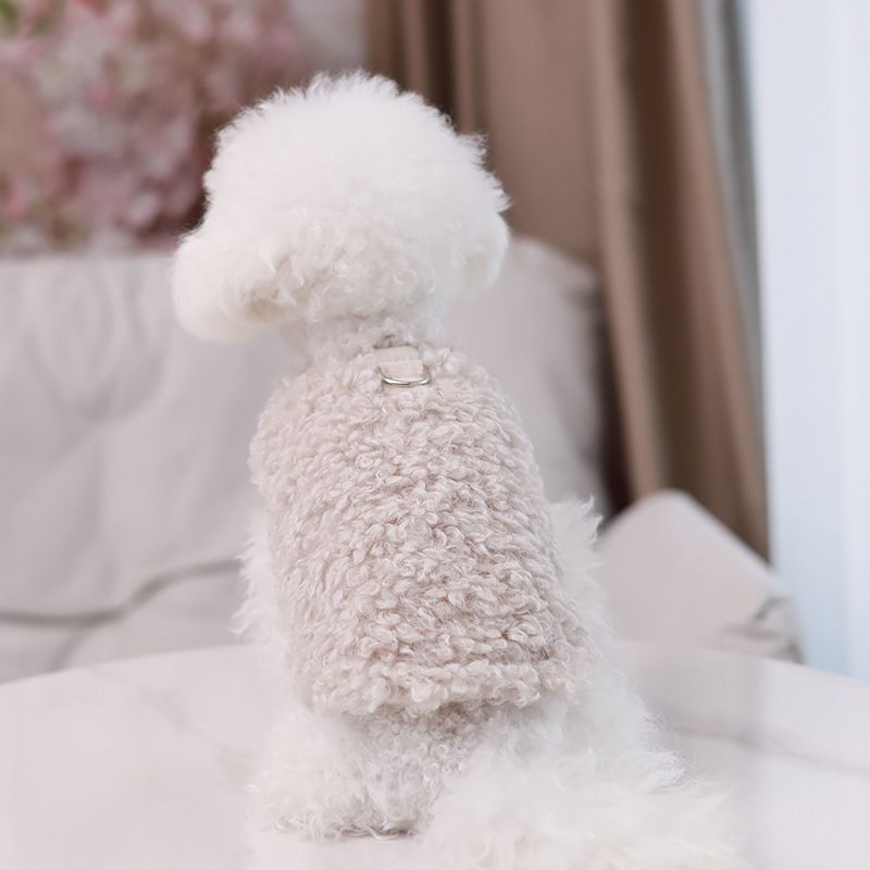 Lys beige fuskepels hundevest 