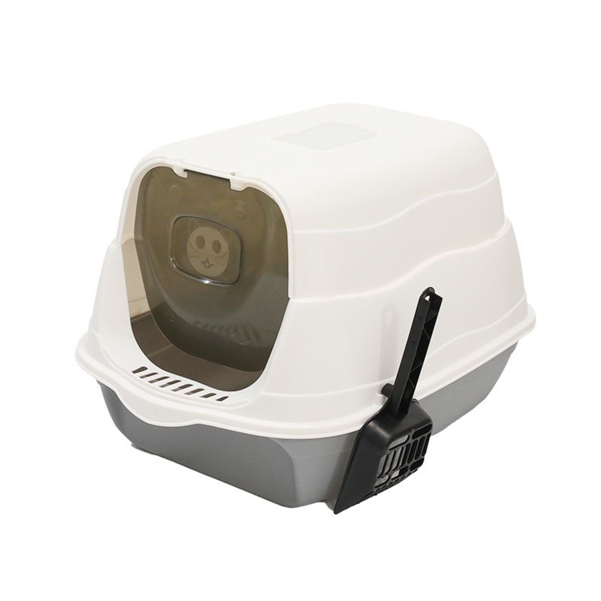 Kattedo med lokk og luke - Reduserer søl