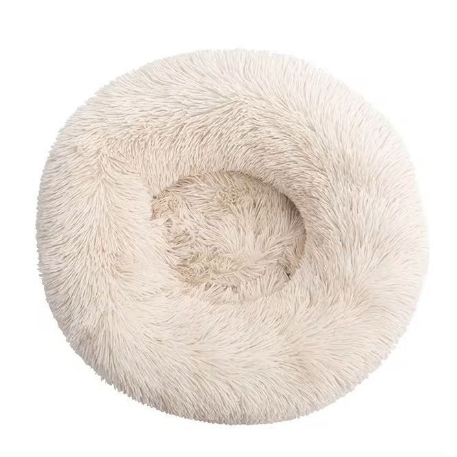 Hovedbilde Lys beige Donut hundeseng - Fluffy rund hunde - og katteseng, flere str