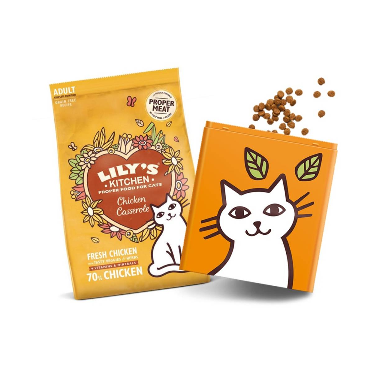 Lily's Kitchen Adult Cat, Chicken 2 kg + Tinnbeholder