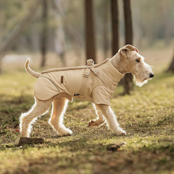 Hovedbilde Beige hundejakke med integrert sele