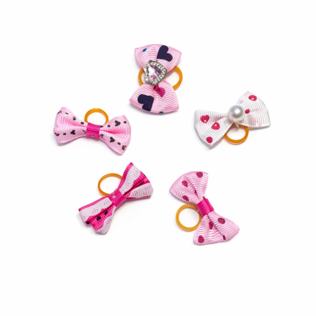 5pk toppsløyfer til pelsen i lys rosa