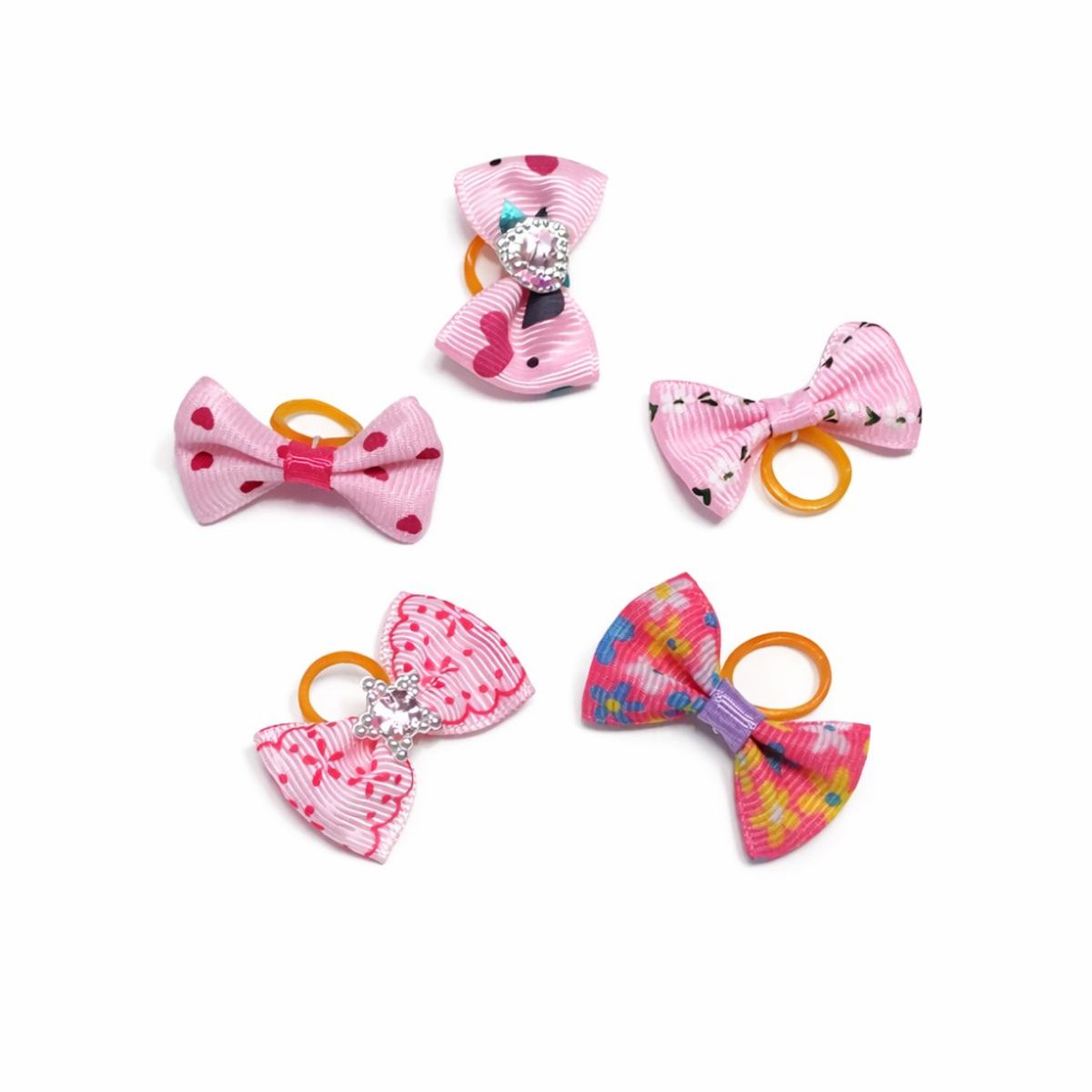 5pk toppsløyfer til pelsen i lys rosa