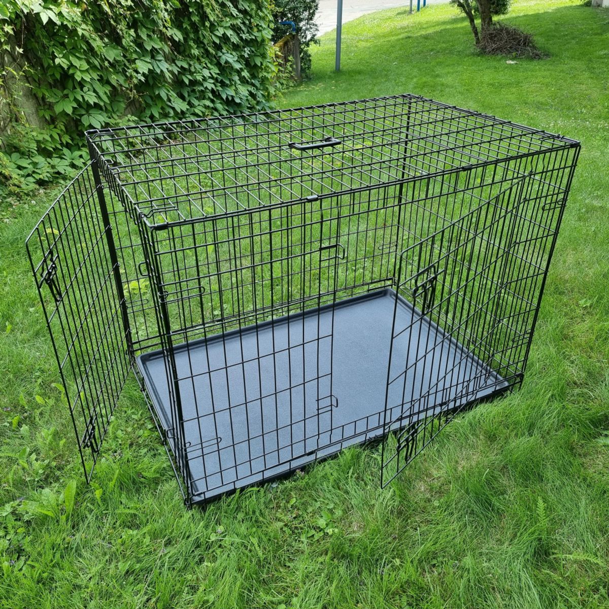 Large sammenleggbart stålbur til hund (93x62x69cm)