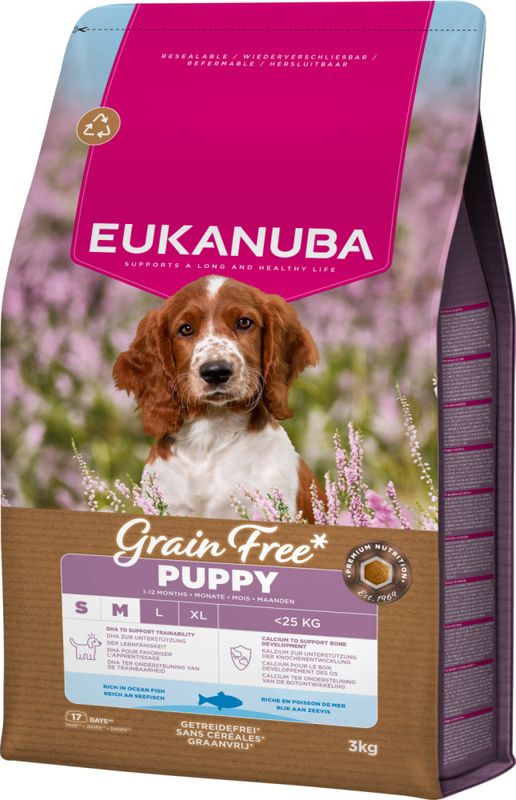 Eukanuba Puppy Jr S / M breed Grain Free Ocean Fish 3kg