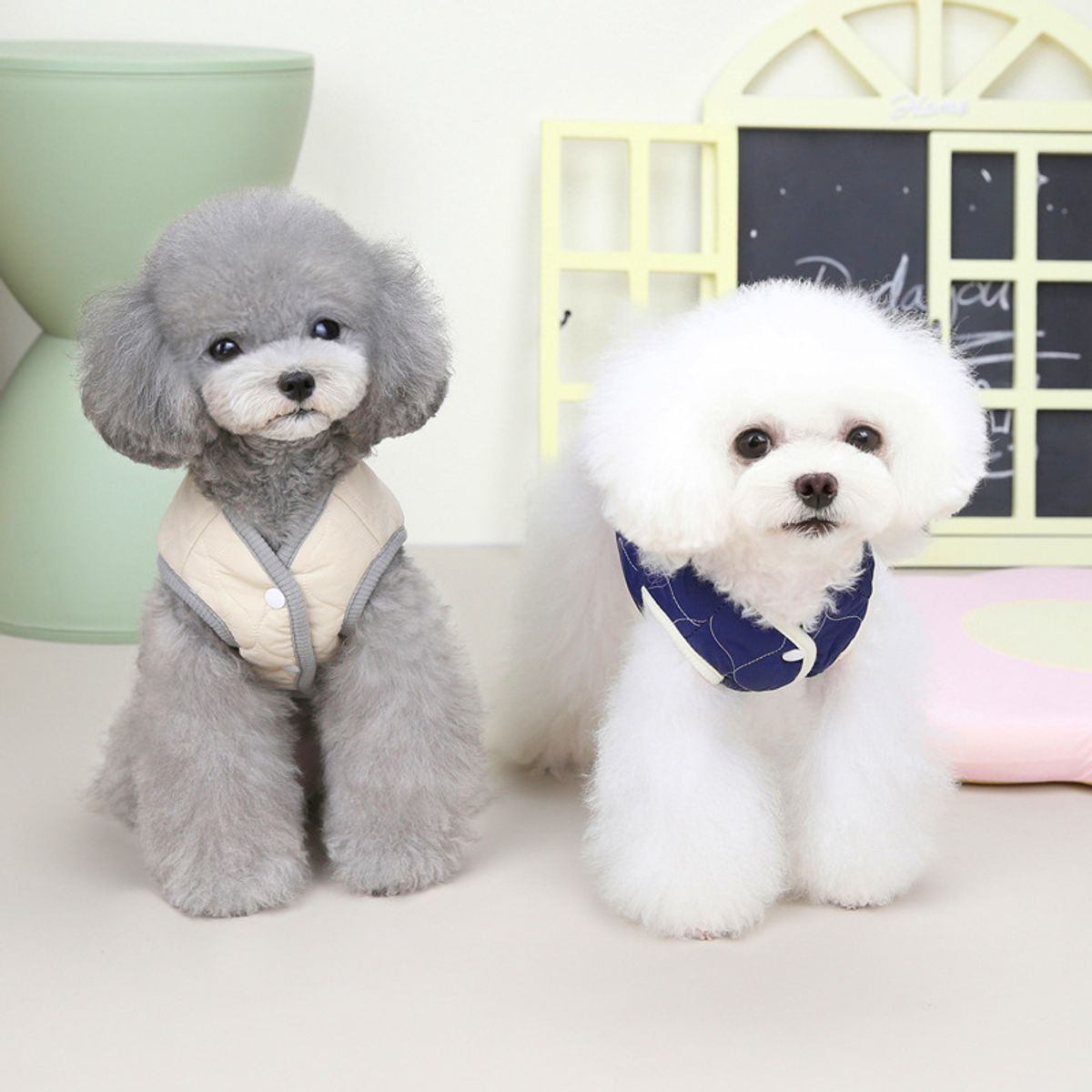 Hundevest - quiltet navy fleecejakke