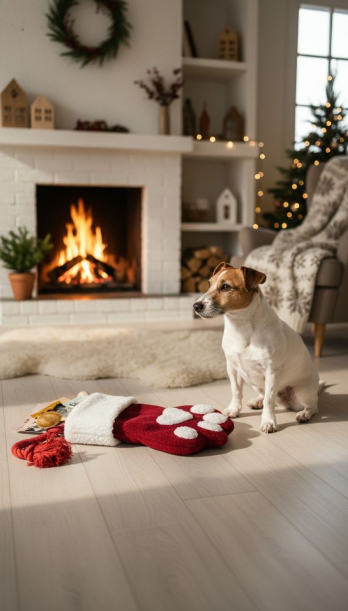 Rød julestrømpe til hund og katt - fylles med favoritter