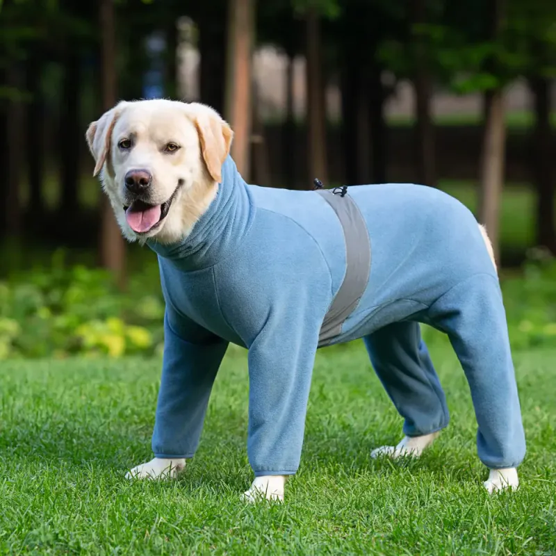 Blågrå fleece heldress til hund - Varmende fleecedress
