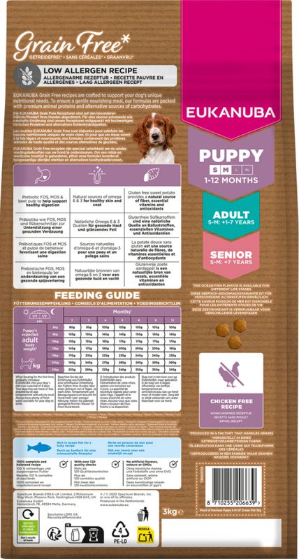Eukanuba Puppy Jr S / M breed Grain Free Ocean Fish 3kg