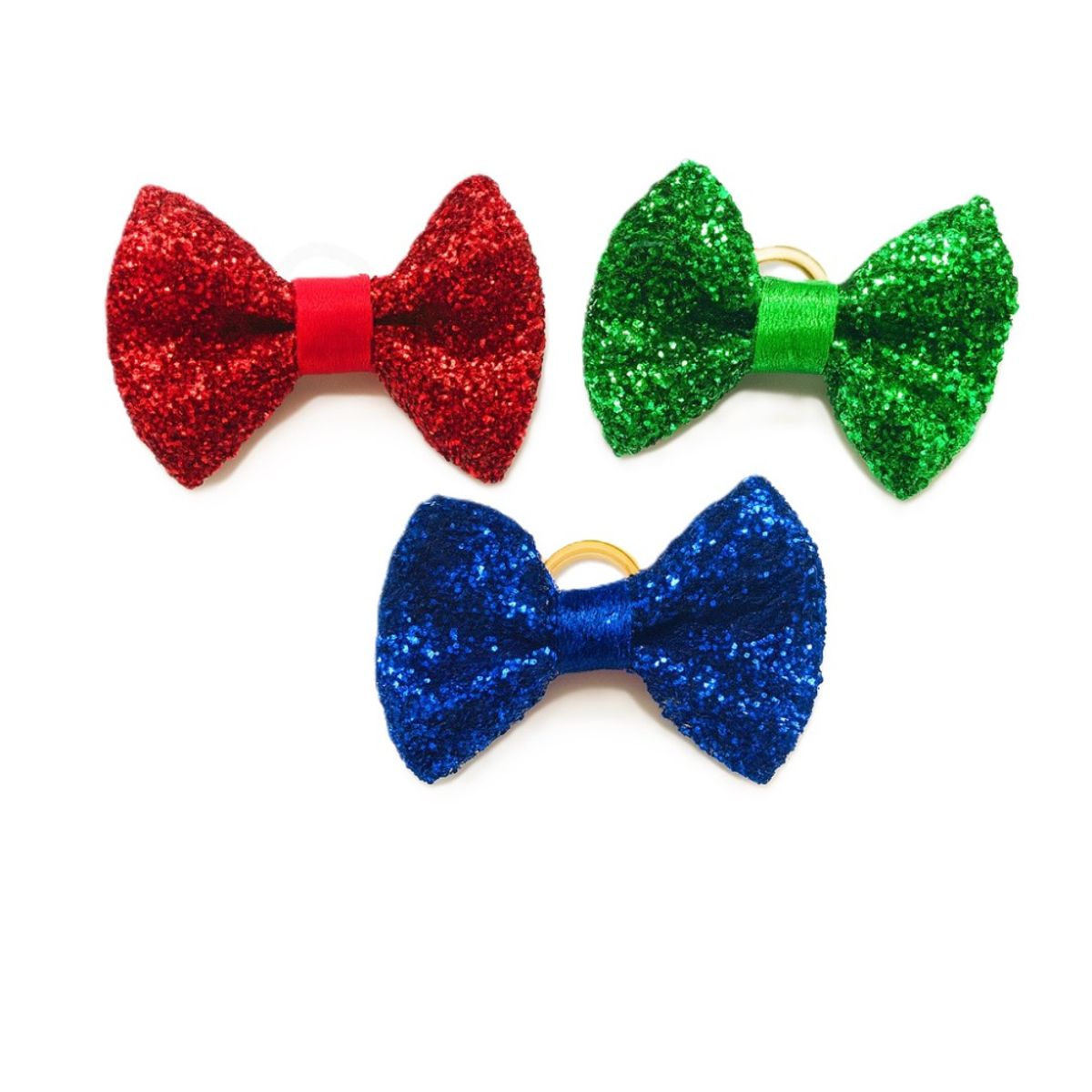 3pk ensfarget enkel pelssløyfe med glitter