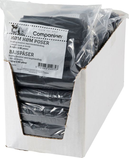 Hovedbilde Sorte kraftige hundeposer med håndtak, 3 x 40 poser