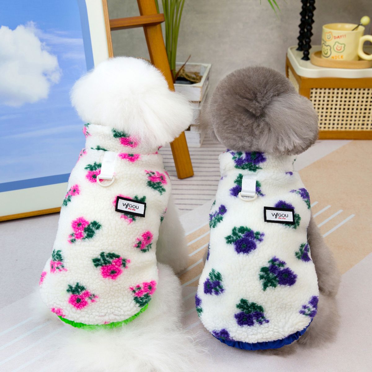 Teddy hundevest med blomster - Rosa