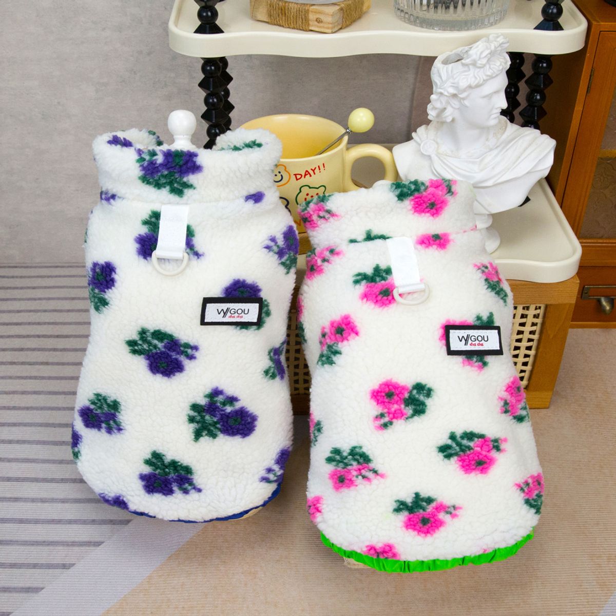 Teddy hundevest med blomster - Rosa