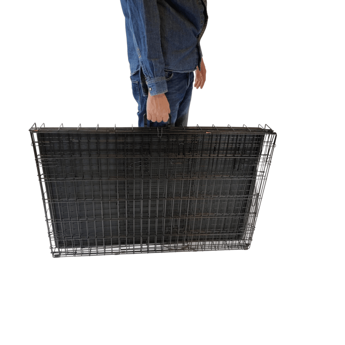 Medium sammenleggbart stålbur til hund (78x55x62cm)