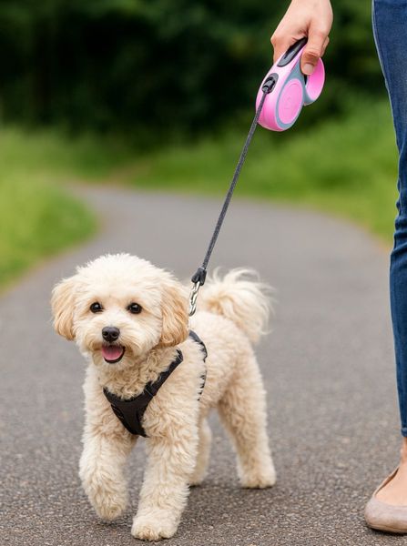 Hovedbilde Rosa/Grått uttrekkbart fleksibelt hundebånd 3 meter